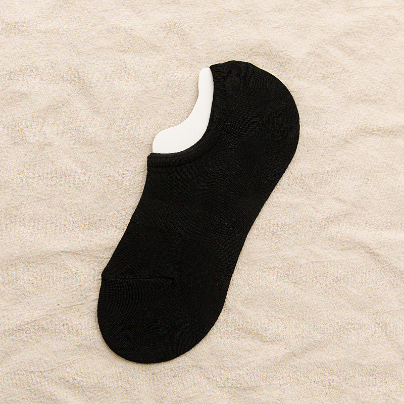 Male Black And White With A Solid Color In Spring And Summer Thin Section Invisible Socks Shallow Mouth Thin Cotton Socks To Help Low Lattice Mesh Socks